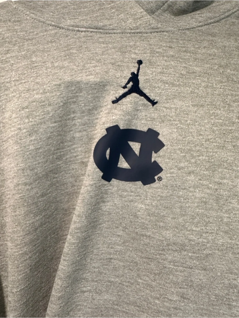 Jordan Men's Gray Pullover Hoodie with Navy Logos